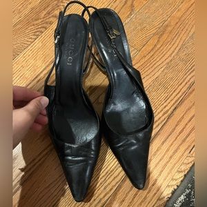 Gucci patent leather slingback heels